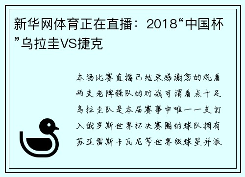 新华网体育正在直播：2018“中国杯”乌拉圭VS捷克